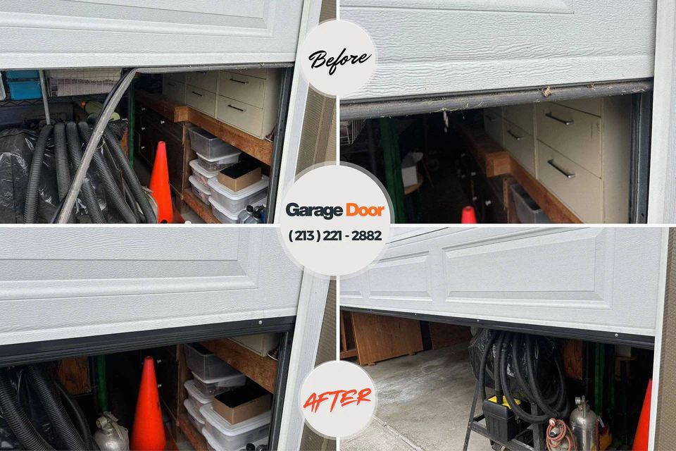 Before and after: garage door repair Toccoa, GA